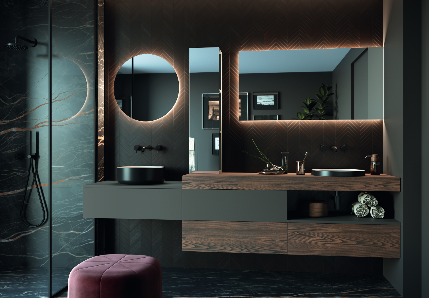Fotos de baños, Diseños de baños con encimera de madera - Febrero 2024