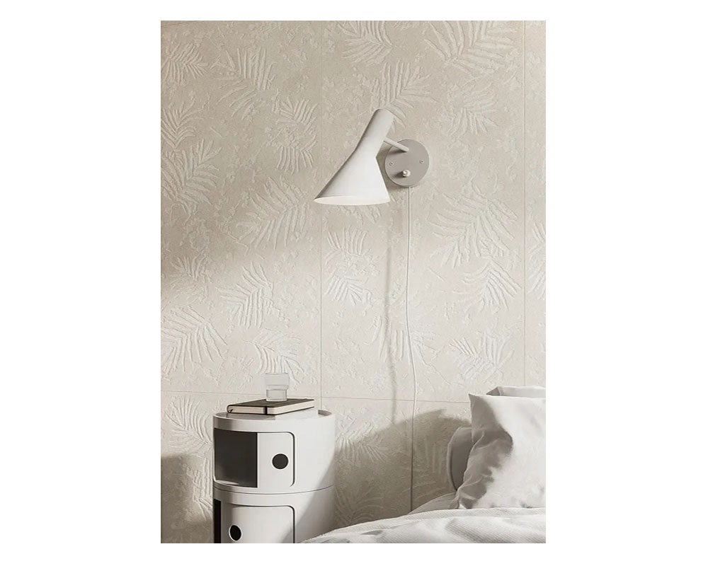Habitación mesita de noche pared decoración flores