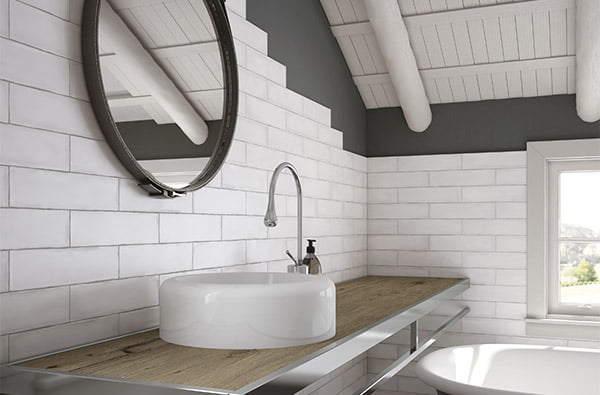 Revestimiento Bano Metrotile Colonial White 7.5x30 Azulejos Pena Madrid