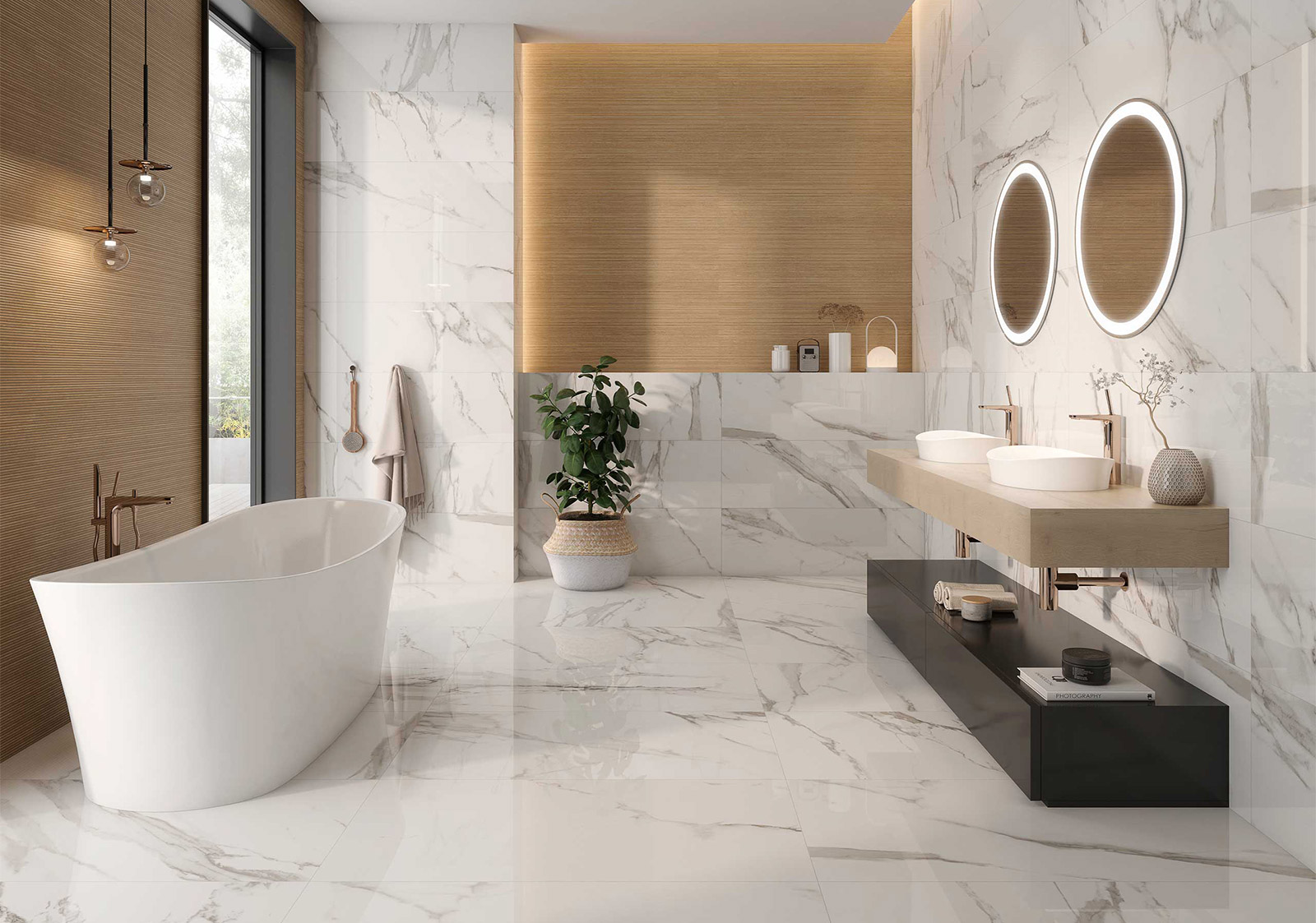 Banner Revestimiento Bano Marble Calacatta 40x120 Azulejos Pena Madrid