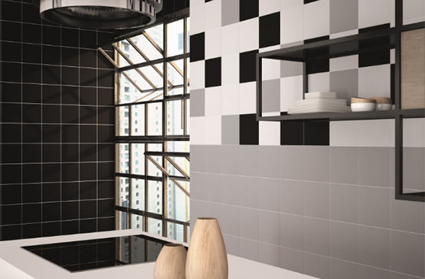 Revestimiento Cocina Carpio Negro Brillo 20x20 Carpio Gris Brillo 20x20 Azulejos Pena Madrid