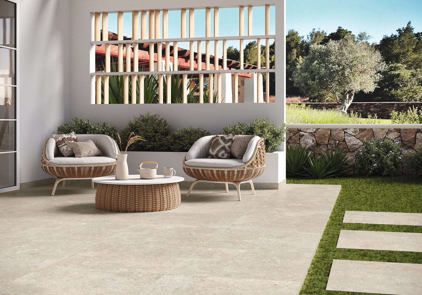 Decoración Exterior inspirados En La Piedra Natural Stoneland Ivory 80x80 Azulejos Peña en Madrid