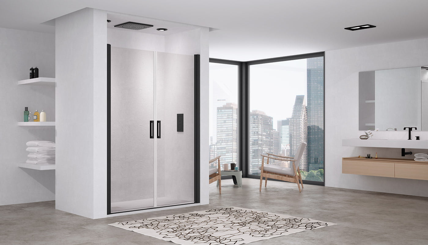 Eko Mampara Laponia Negro Mate Para Ducha Azulejos Pena Madrid