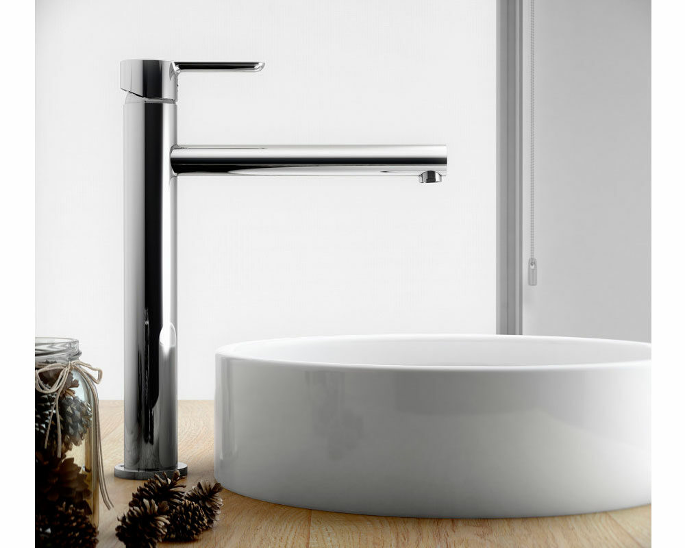Grifería monomando de lavabo de caño alto