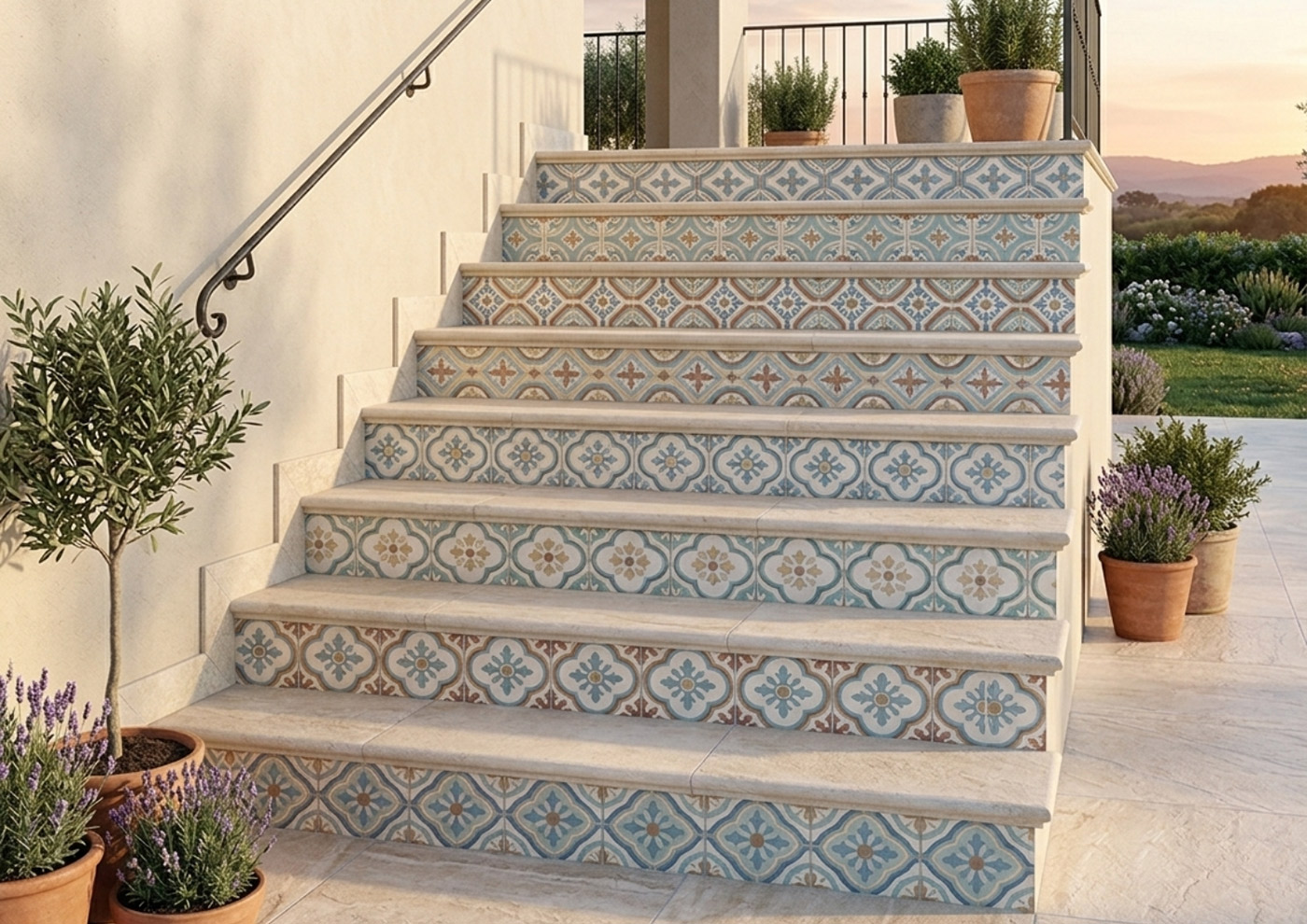 Ambiente Escalera Porcelanica Piedra Hidraulico Azulejos Pena Madrid