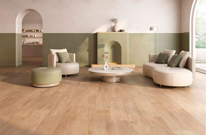 Ambiente Pavimento Woodside Honey Mate 21x84 Azulejos Pena Madrid