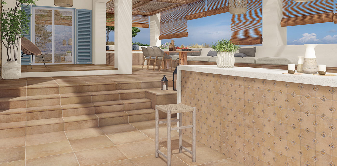Ambiente Peldaño Curvo Cottage Sun Mate Antideslizante 33x60 Azulejos Pena Madrid