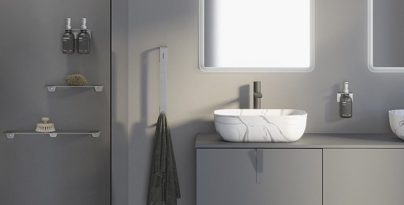 Ambiente Baño Ducha Repisa Toallero Dispensador Jabon Azulejos Pena Madrid