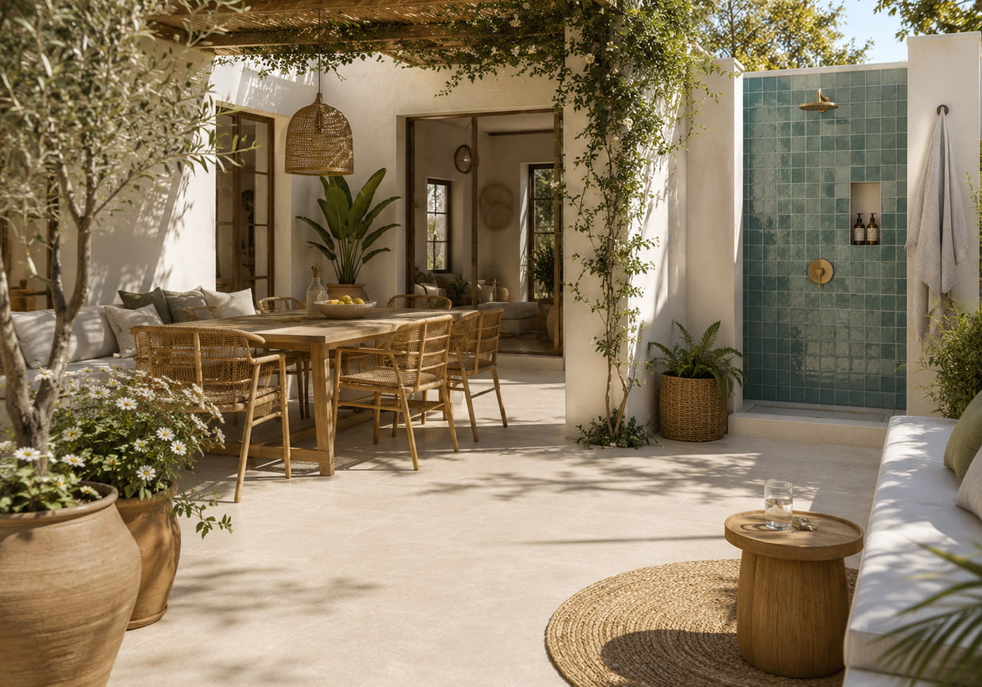 Ambiente Porche Patio Ducha Exterior Azulejos Pena Madrid