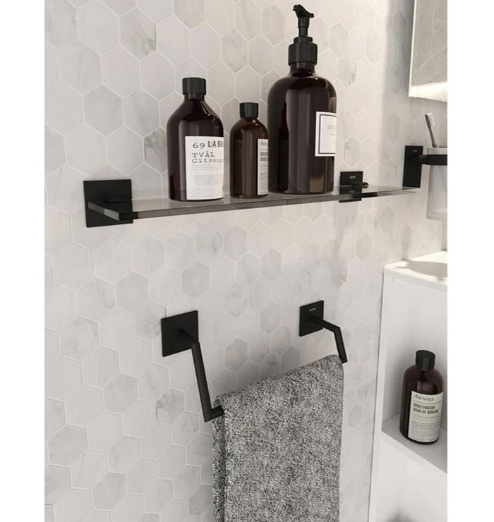 Toallero De Aro Plus Stick Negro Mate 25cm Azulejos Pena Madrid