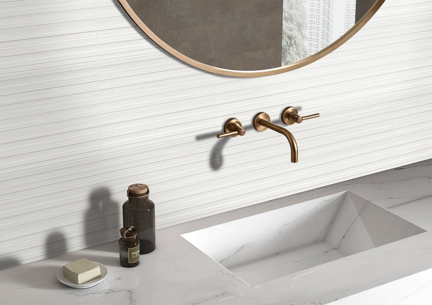 Amb Bano Alma White Rigato 30x100 Azulejos Pena Madrid