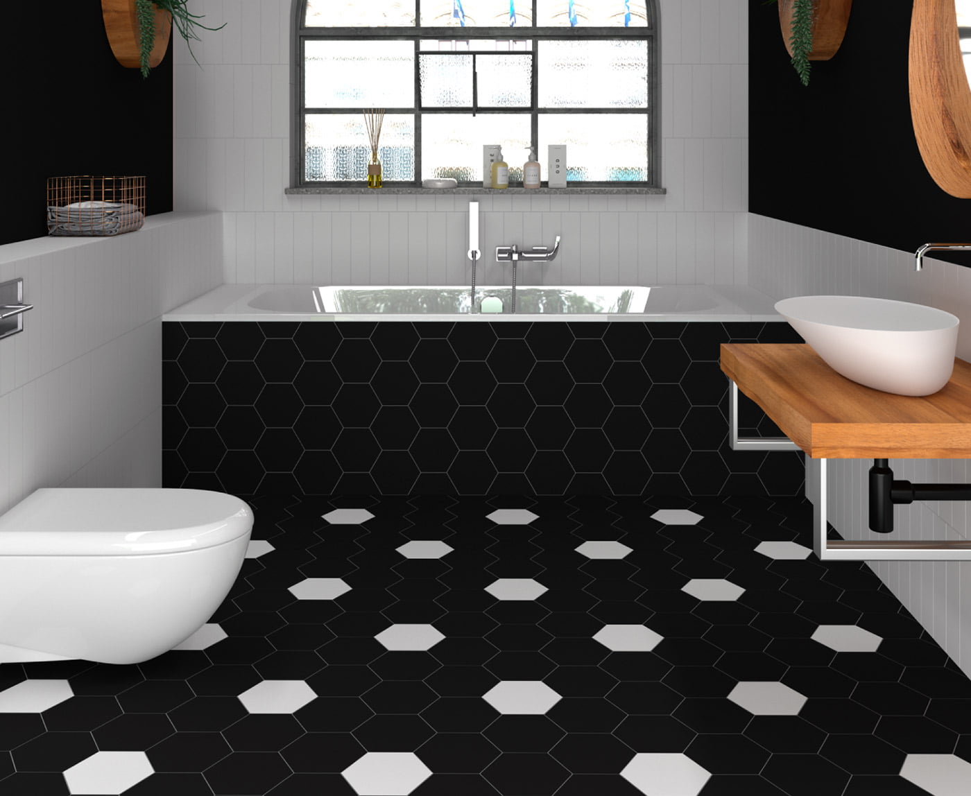 Amb Bano Exa Flat Black White Azulejos Pena Madrid