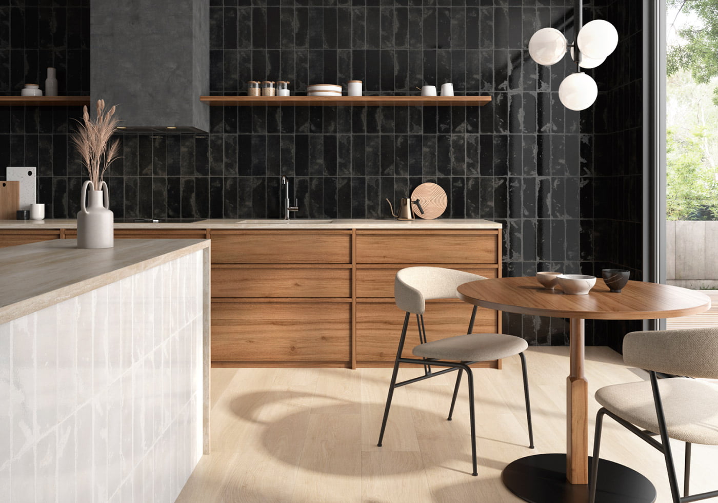 Amb Cocina Enjoy Black 9,5x29,5 Enjoy White 9,5x29,5 Zaba Natural 25x150 Azulejos Pena Madrid